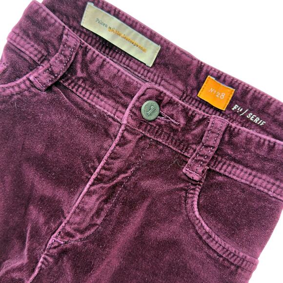 Pilcro & The Letterpress Sz 28 Serif Purple Wine Velour Skinny Corduroy Pant - Picture 2 of 7